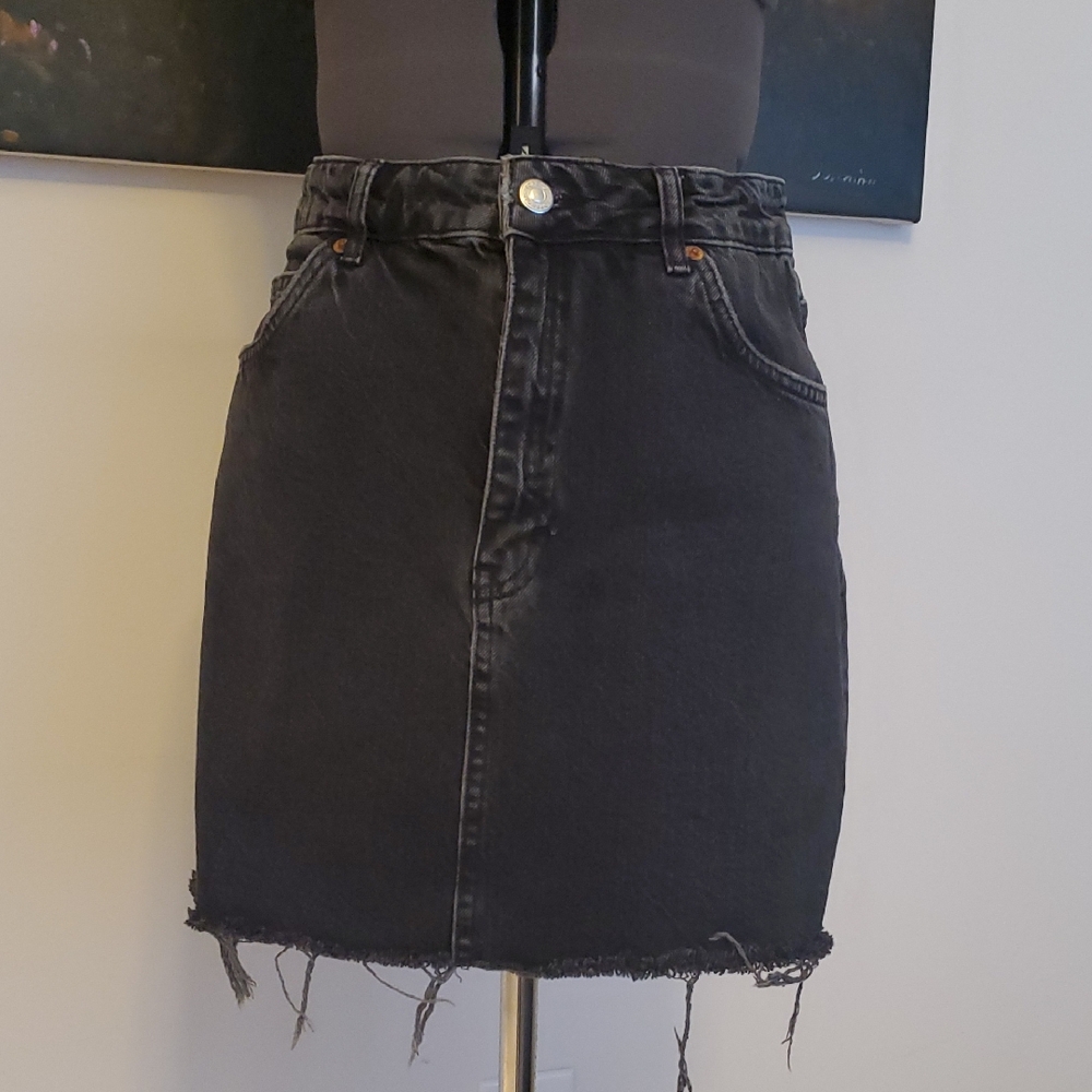 Topshop Black Denim Mini Skirt